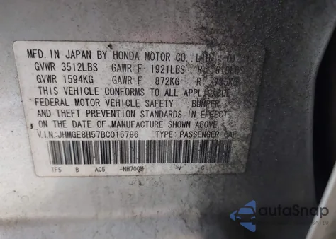 2011 Honda Fit Sport from USA, damaged, VIN JHMGE8H57BC015786